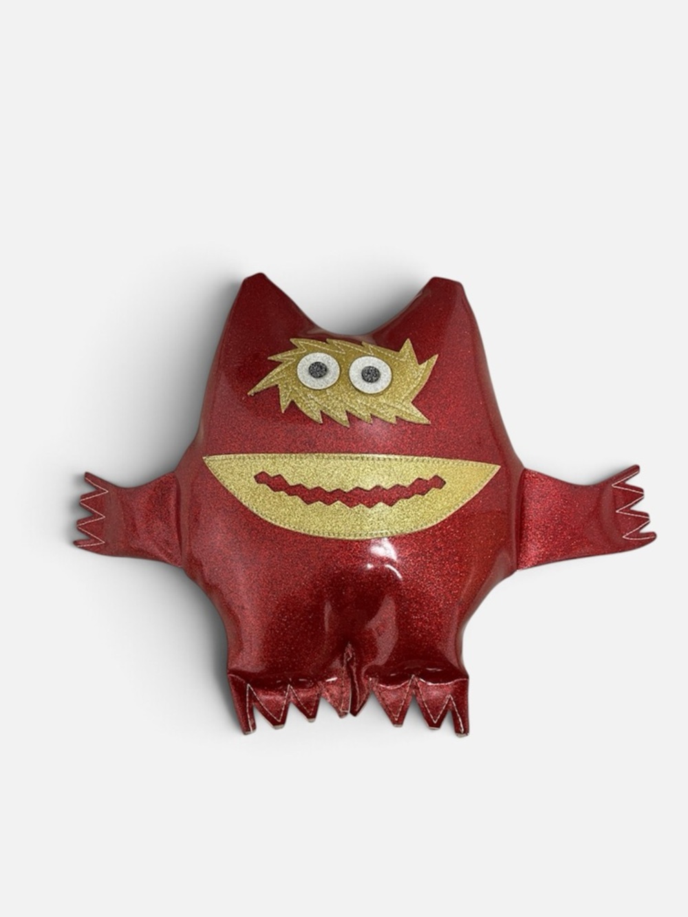 RARE Nauga Naugahyde Red glitter monster 2001, Kustom Kat Tuck-N-Roll